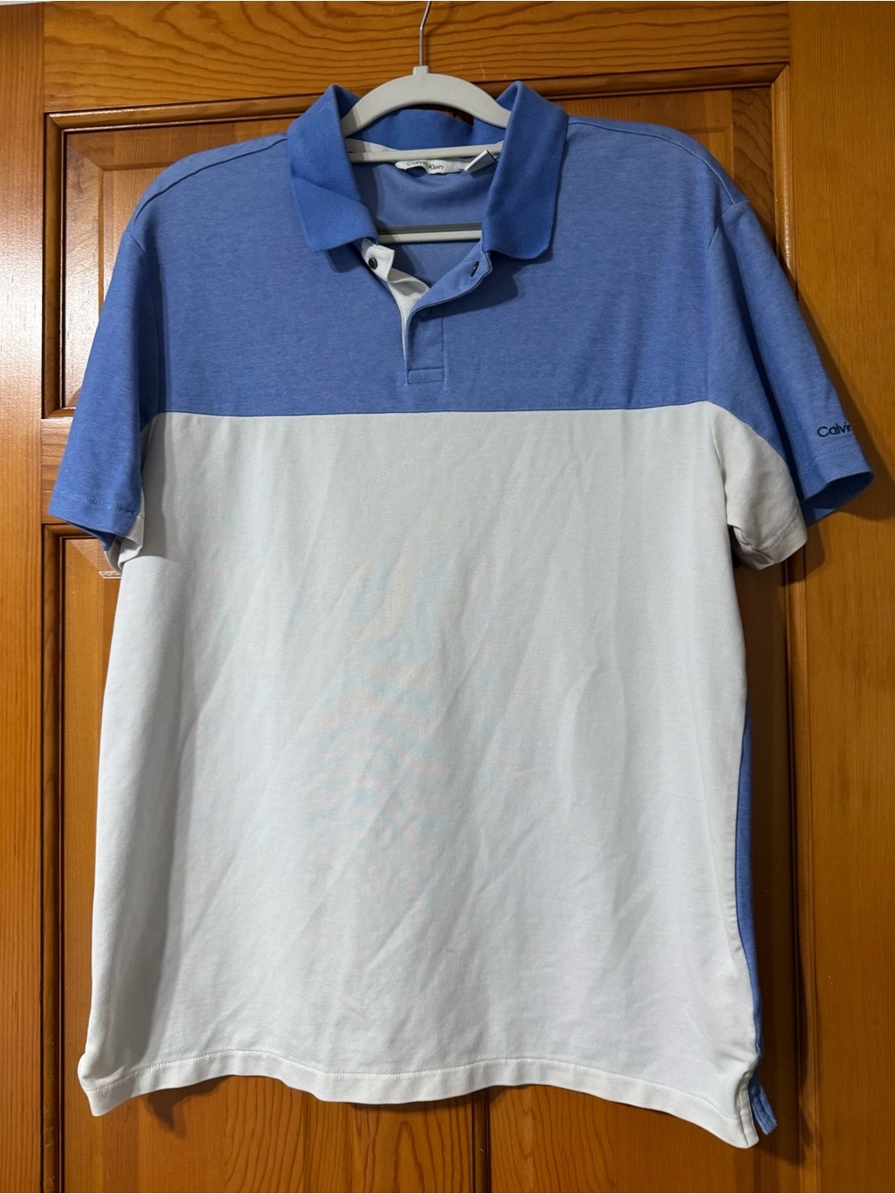Calvin Klein Men's Two-Tone Blue and White Polo Shirt